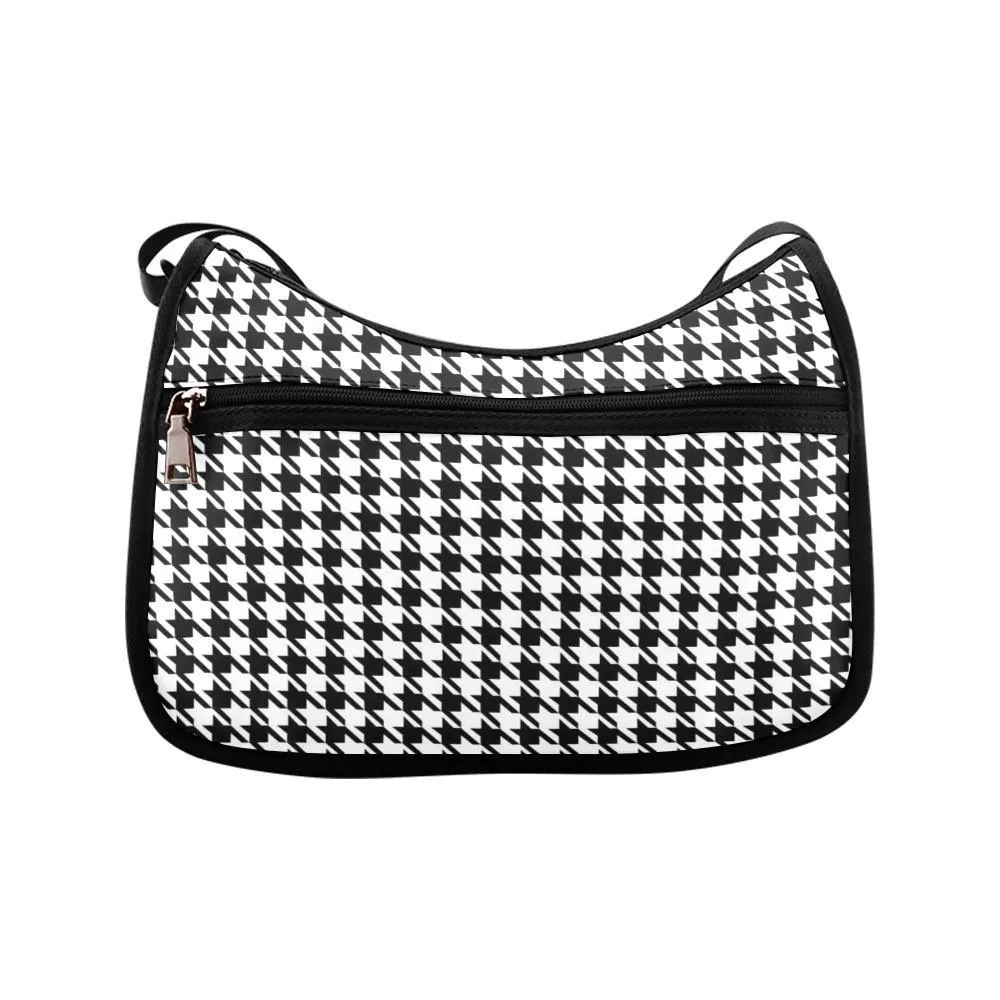 Crossbody Bag - Classic Black and White Houndstooth