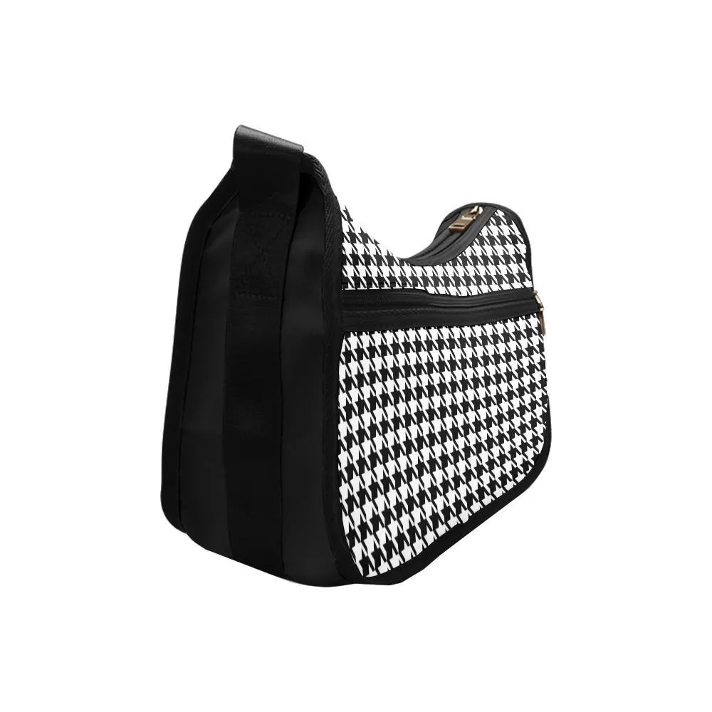 Crossbody Bag - Classic Black and White Houndstooth