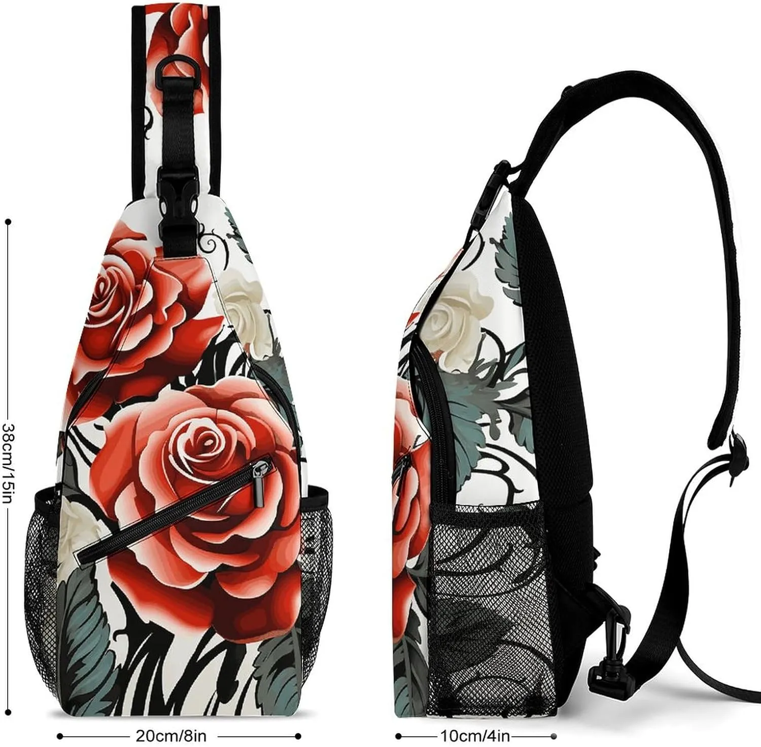 Crossbody Bag for Women Men Chest Bag Floral Swan Sling Bag Crossbody Shoulder Bag Sling Backpack