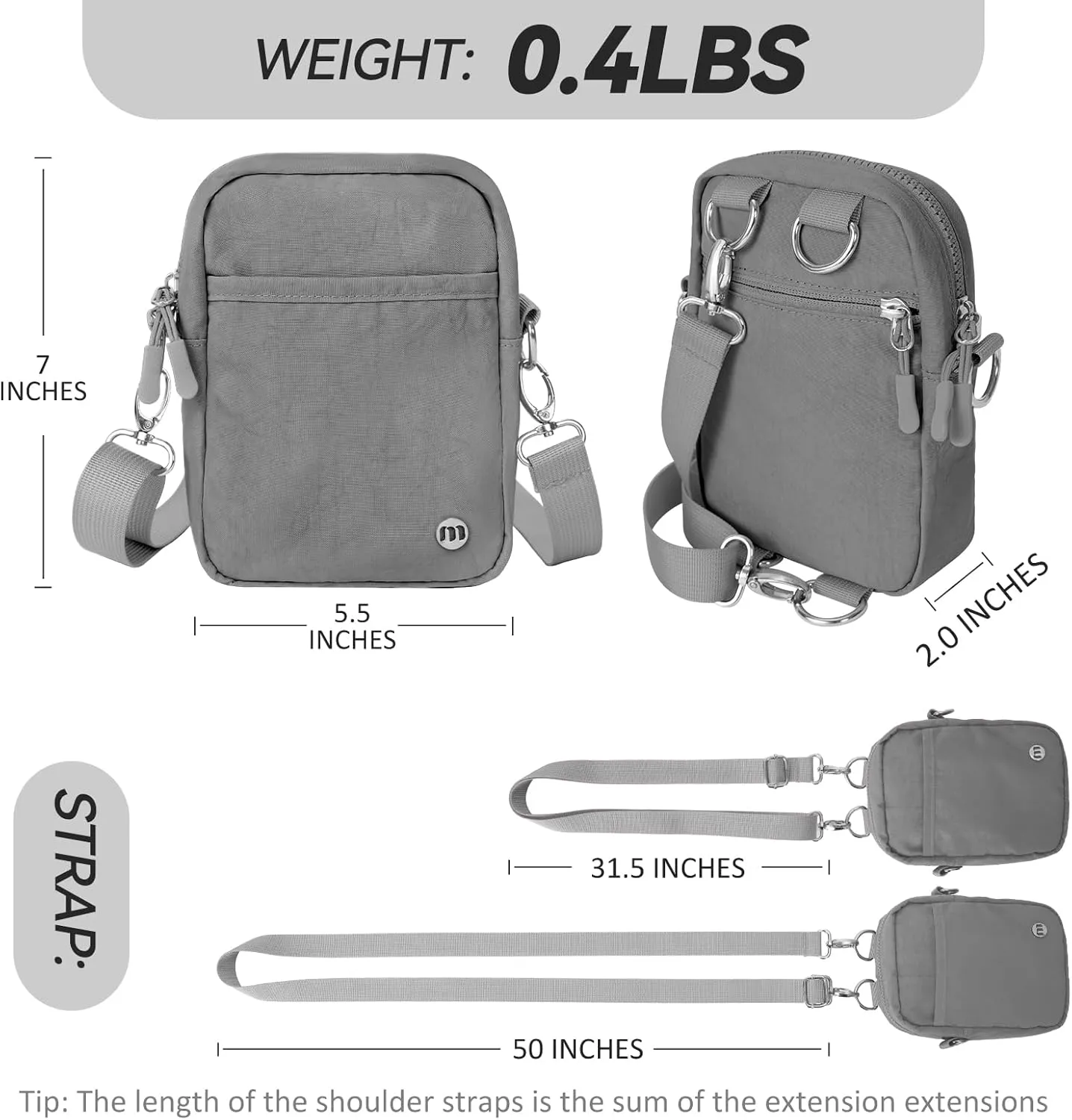 Crossbody Bag Sling bag for Women Men with RFID Card Slot - 5in1 Fanny Packs for Women Cross Body with 2 Adjustable Straps