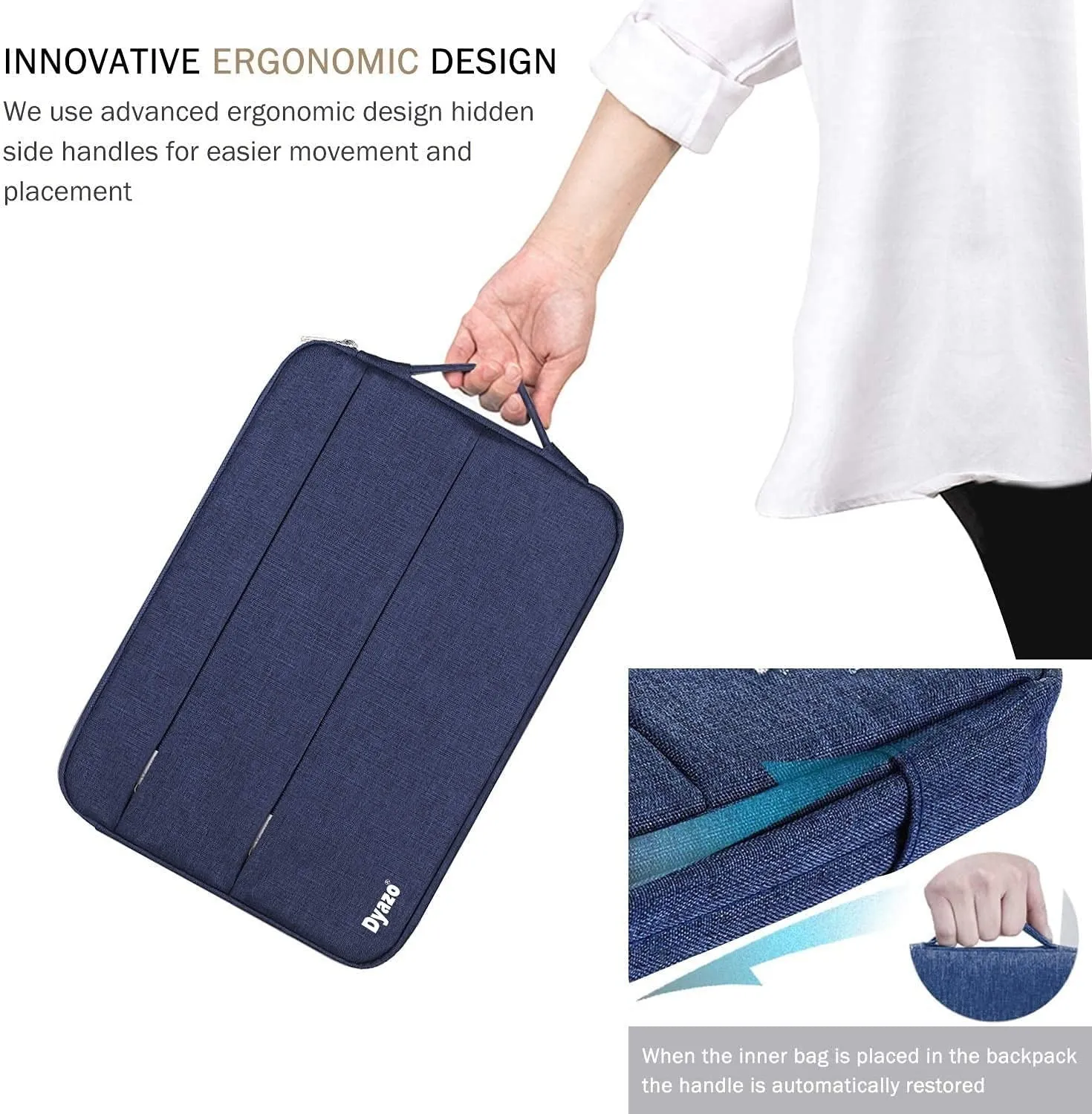 Dyazo Laptop Sleeve Compatible for 13.3 Inch Notebook | MacBook | Laptops | 2 Front Accessory Pocket And Handle (Blue)