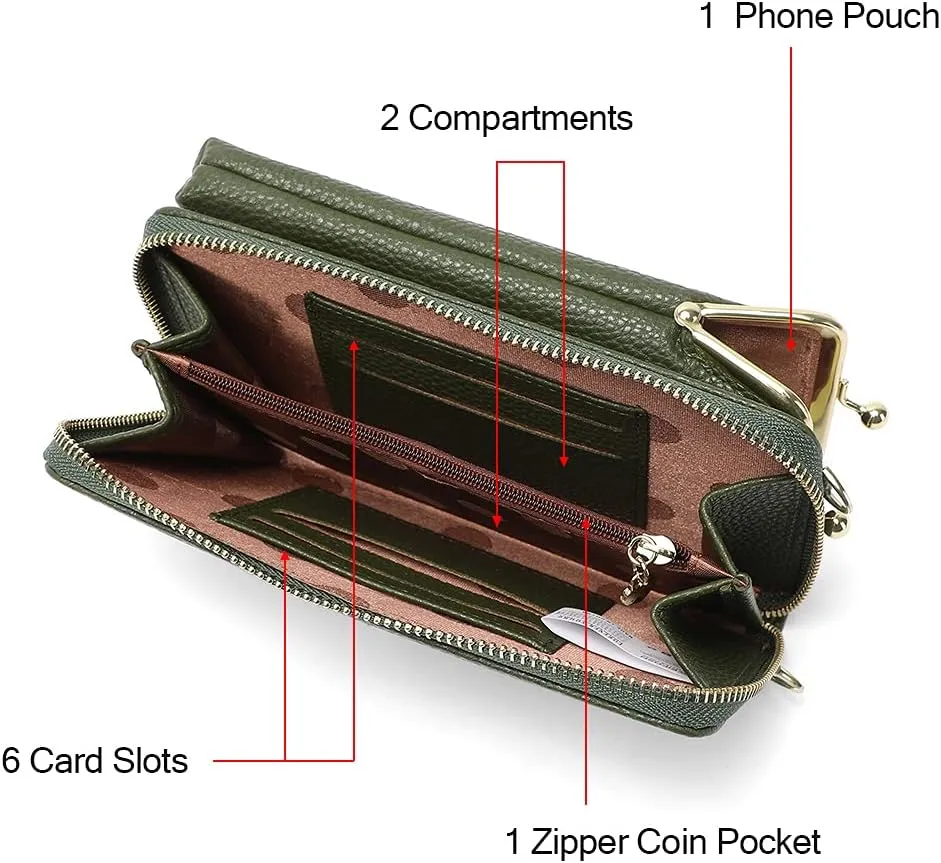 EASTNIGHTS Small Crossbody Phone Bag for Women Cell Phone Purse Wallet Kiss Lock Cute Shoulder Bag with Credit Card Slots