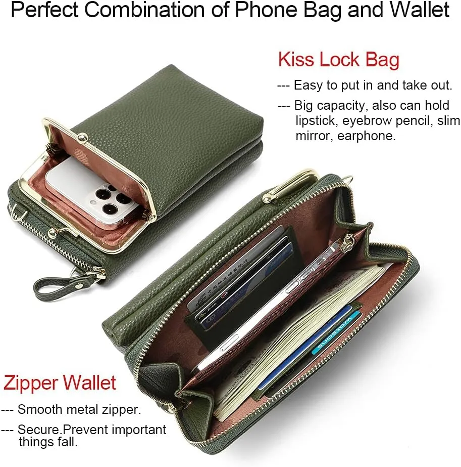 EASTNIGHTS Small Crossbody Phone Bag for Women Cell Phone Purse Wallet Kiss Lock Cute Shoulder Bag with Credit Card Slots
