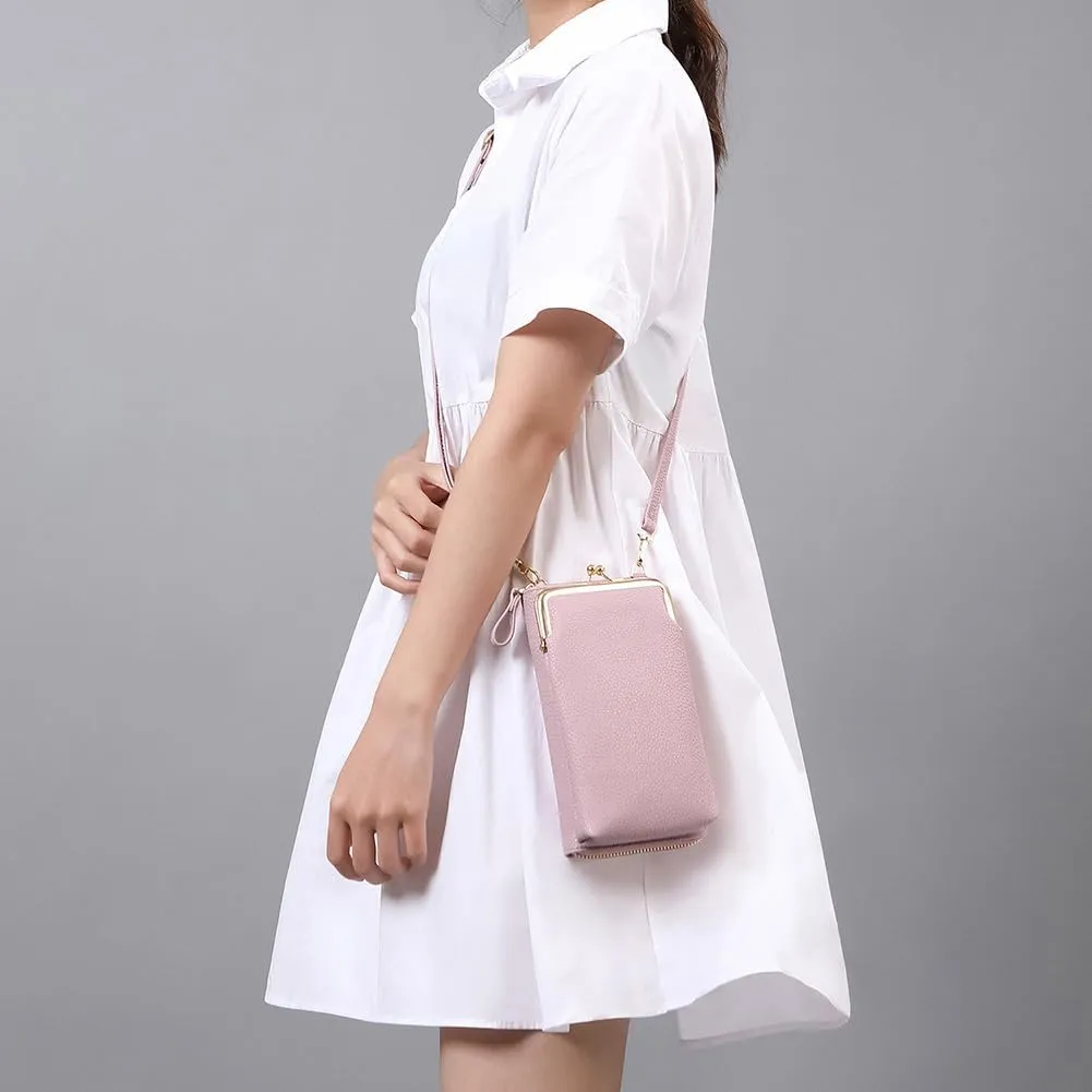 EASTNIGHTS Small Crossbody Phone Bag for Women Cell Phone Purse Wallet Kiss Lock Cute Shoulder Bag with Credit Card Slots