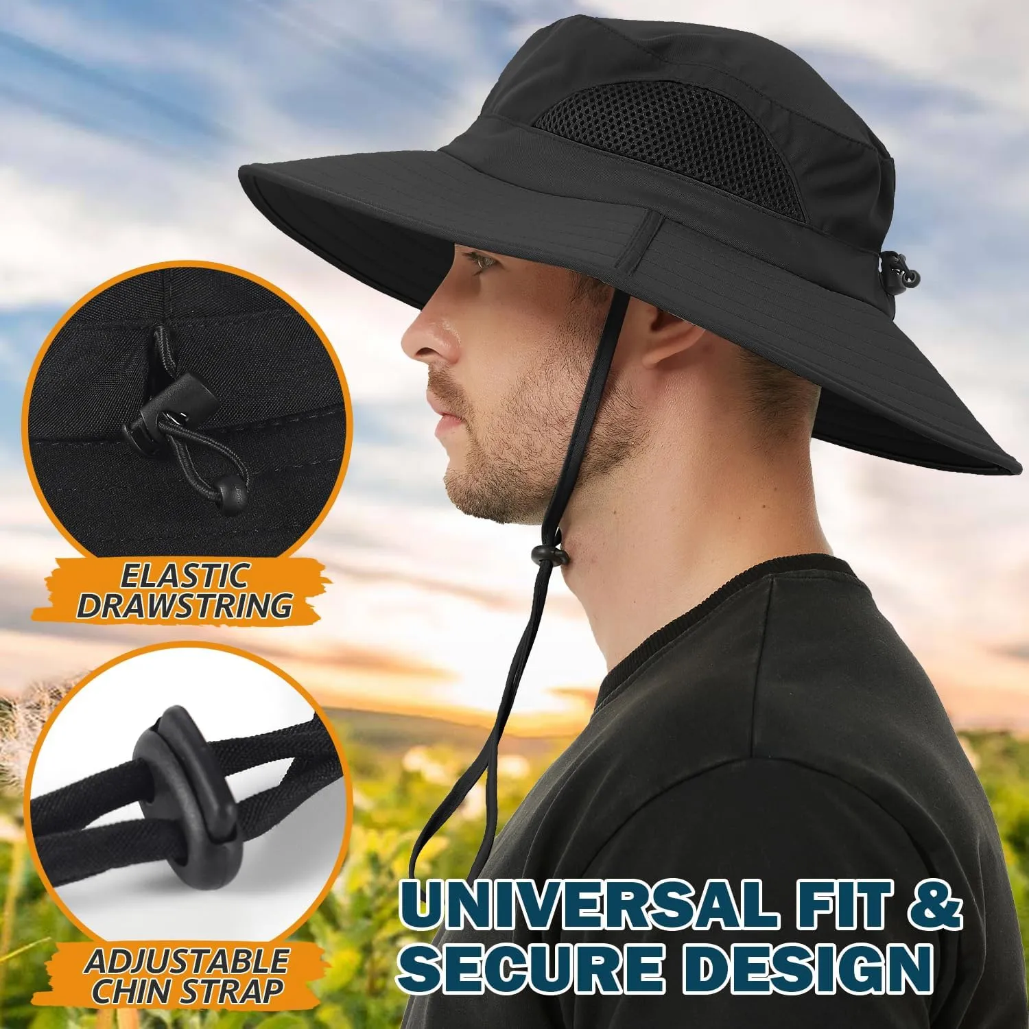 EINSKEY Wide Brim Sun Hat, UPF 50  UV Protection Waterproof Packable Bucket Hat for Men & Women, Fishing Hiking Beach Garden