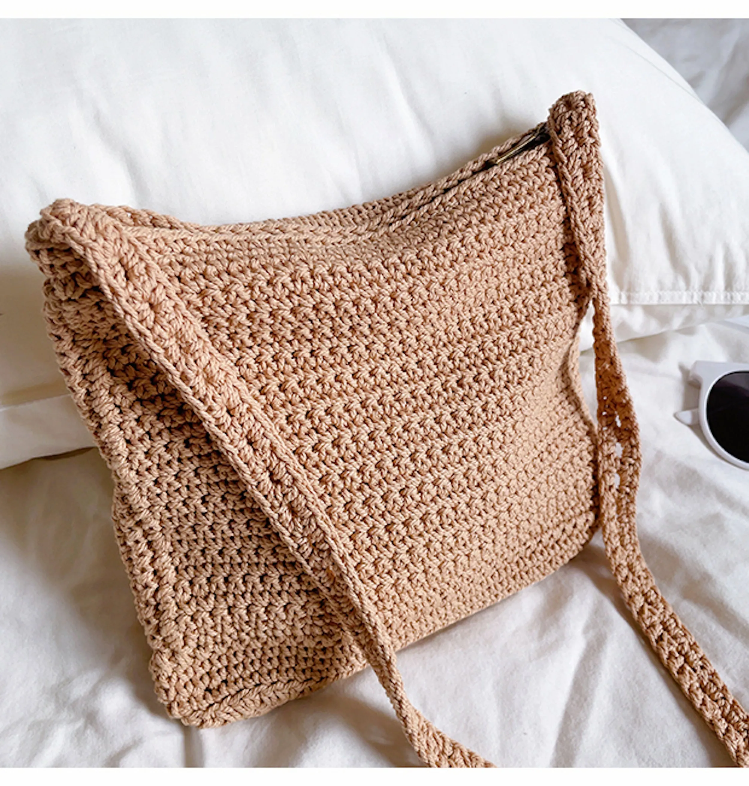 Elena Handbags Handmade Crochet Floral Square Shoulder Bag