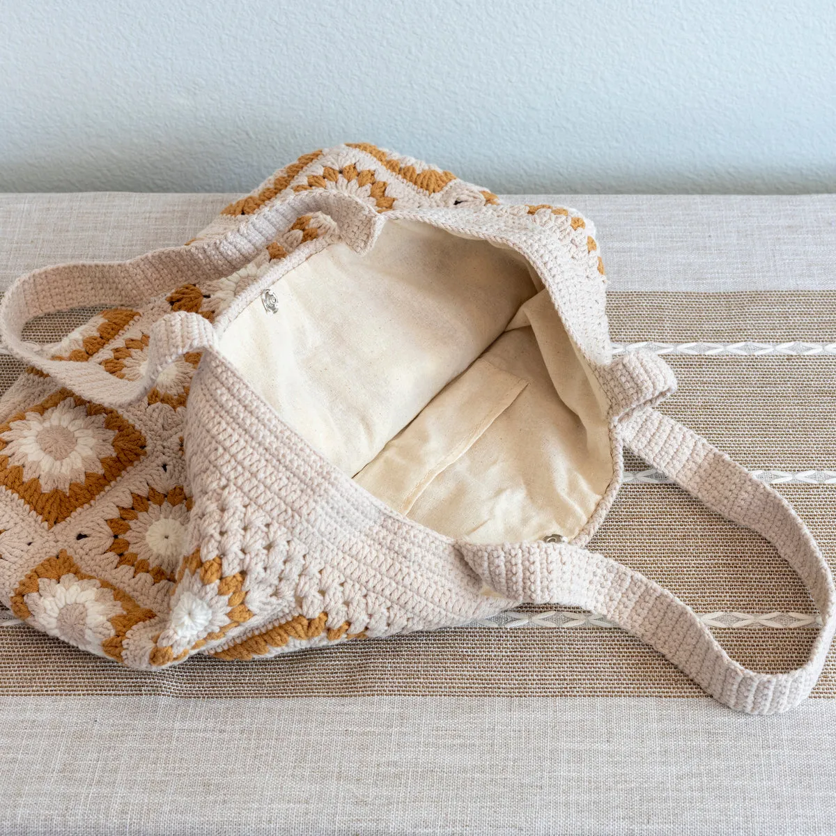 Elena Handbags Handmade Crochet Granny Square Shoulder Bag
