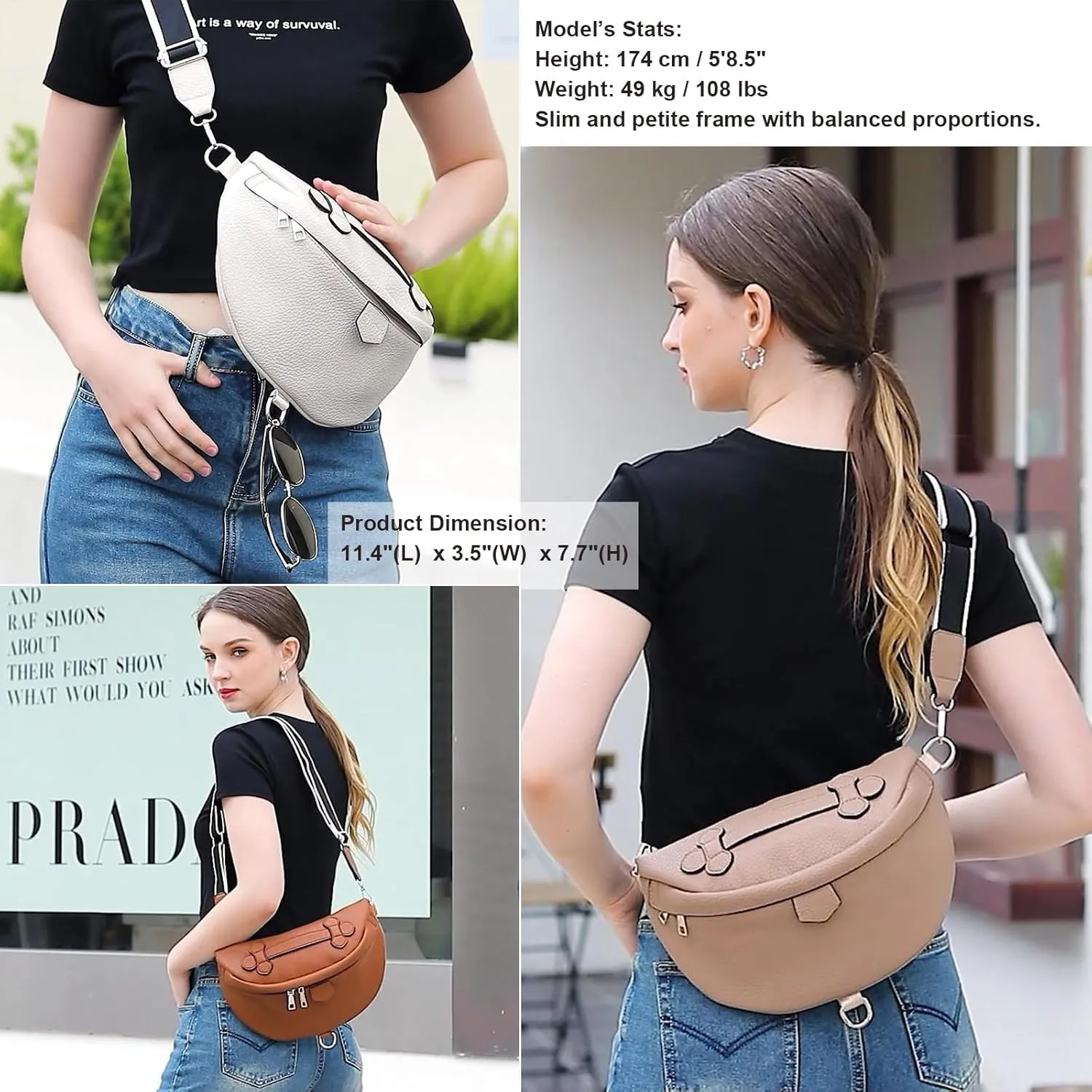 Eslcorri Crossbody Bags for Women - Fashion Sling Purse Shoulder Bag Fanny Pack Leather Causal Chest Bum Bag Cross Body Purse