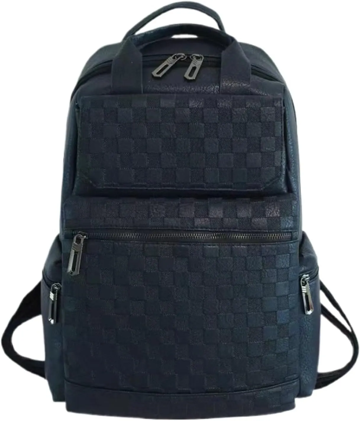 Fashion PU soft leather backpack, student schoolbag, large capacity laptop bag, business travel multifunctional backpack(black)