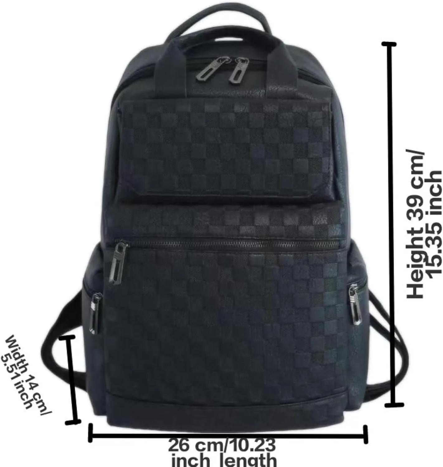 Fashion PU soft leather backpack, student schoolbag, large capacity laptop bag, business travel multifunctional backpack(black)