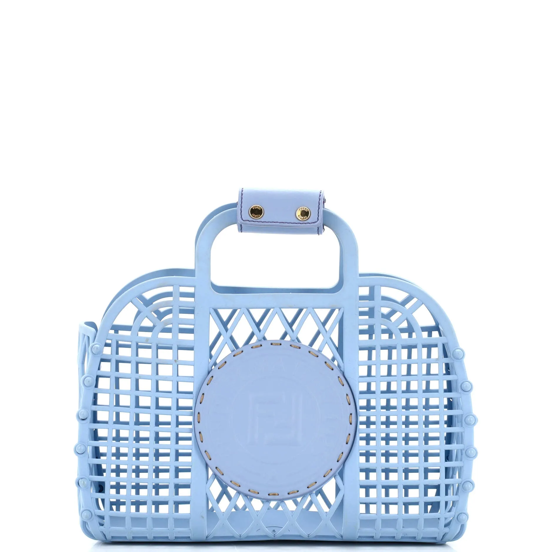 FENDI FF Logo Stamp Basket Tote PVC Small