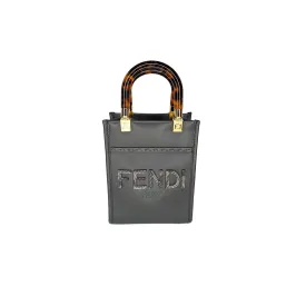 Fendi Gray Sunshine Mini Crossbody Shopper Tote