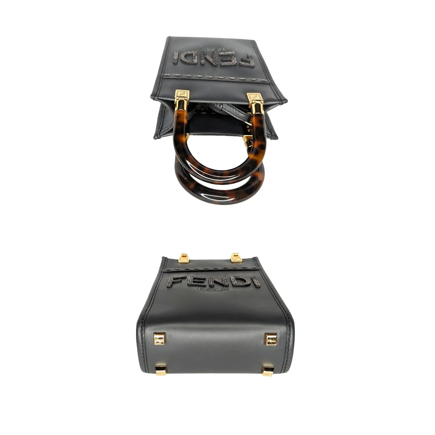 Fendi Gray Sunshine Mini Crossbody Shopper Tote