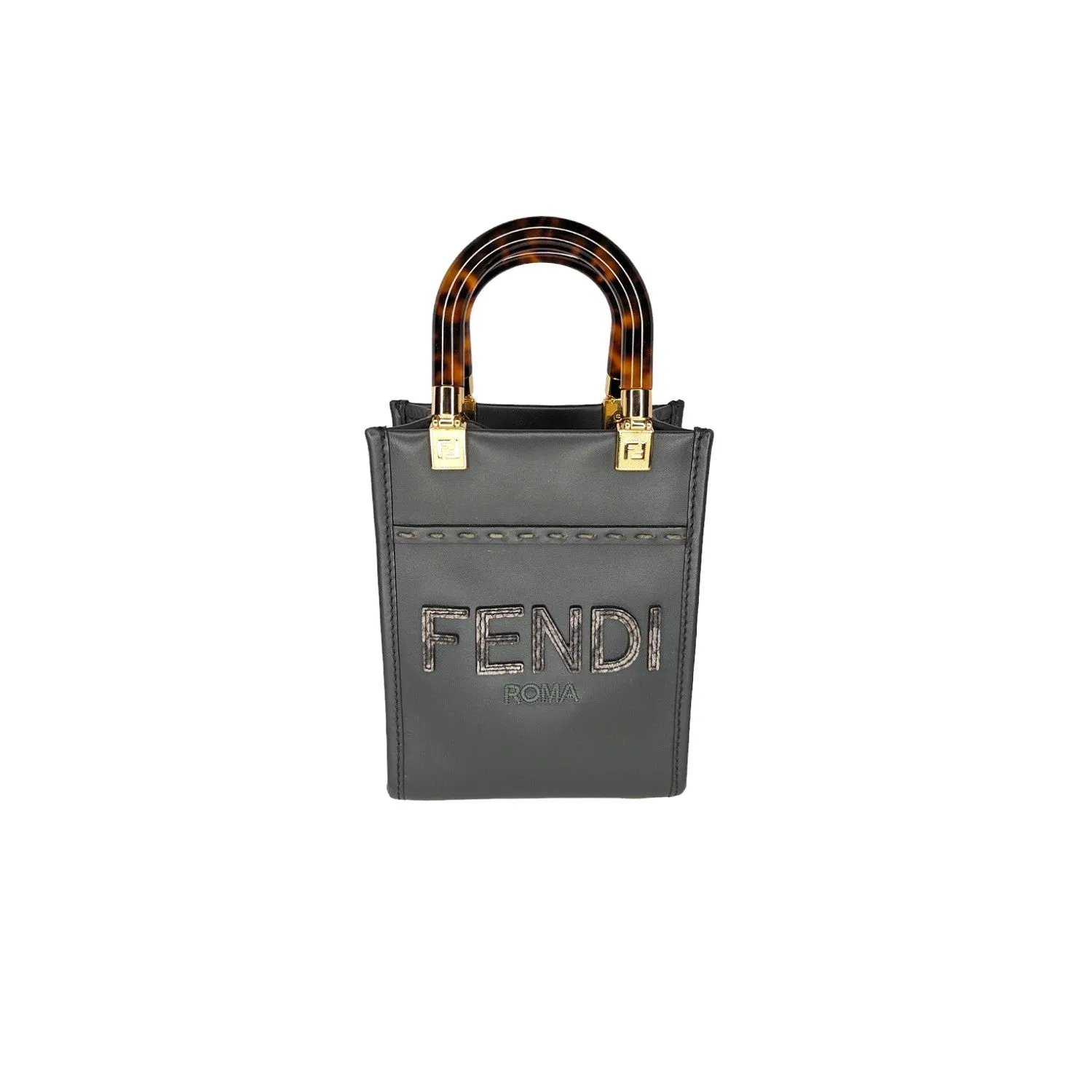 Fendi Gray Sunshine Mini Crossbody Shopper Tote