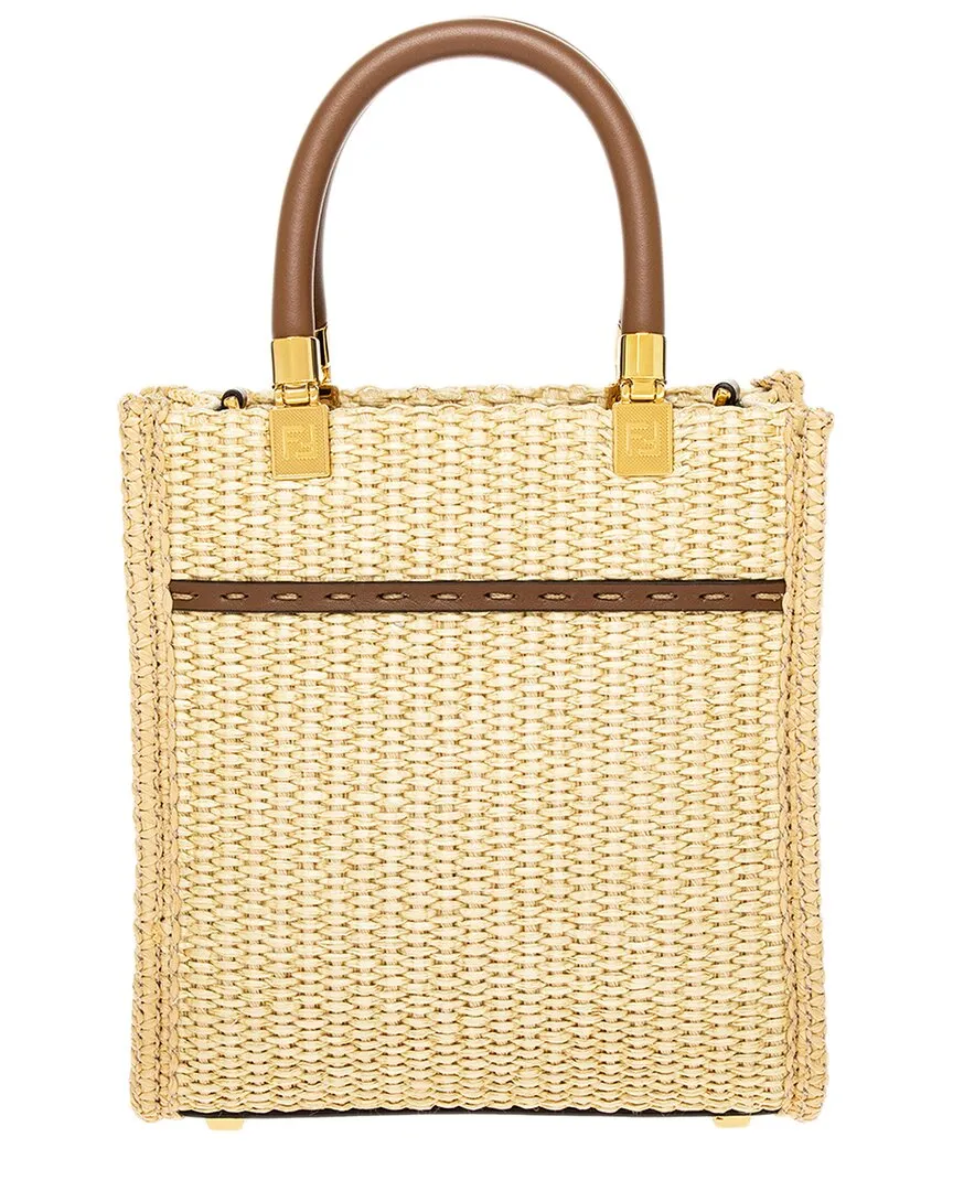 FENDI Sunshine Mini Leather-Trim Tote