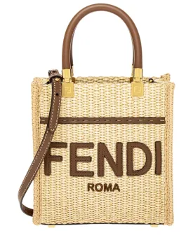 FENDI Sunshine Mini Leather-Trim Tote