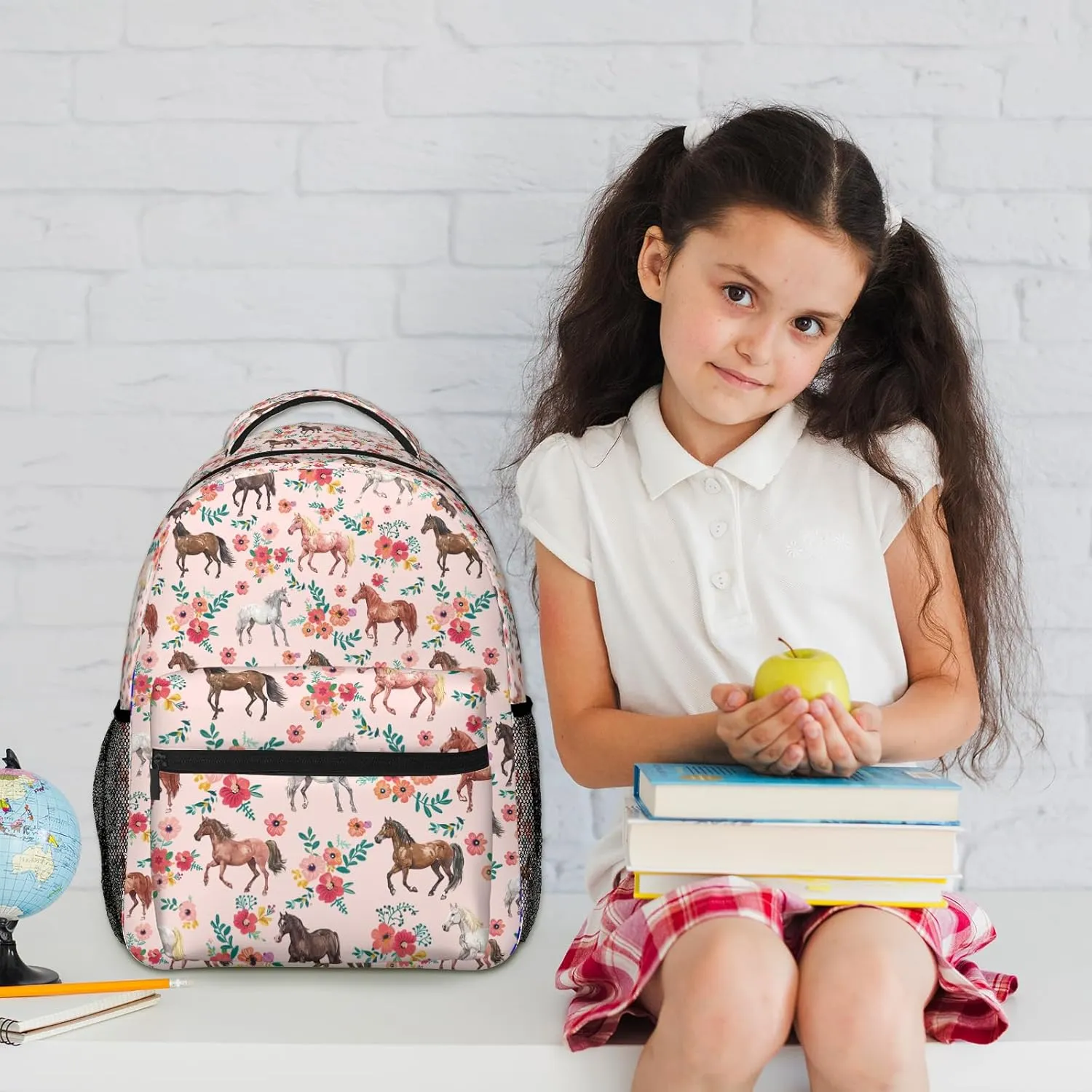 Horse Backpack for Boys Girls Bookbags Lightweight Adjustable Elementary Middle High School Bags for Kids Children Teenagers Travel Daypack Laptop Hiking Backpacks