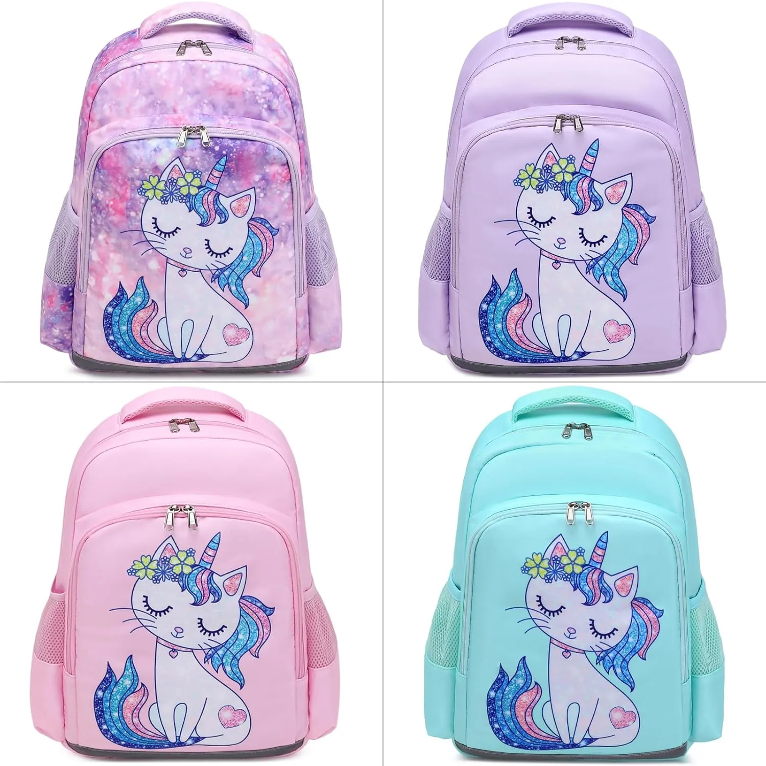 JIANYA Kids Backpack for Girls, Preschool Kindergarten School Bag with Lunch Box & Chest Strap, 15" Tall