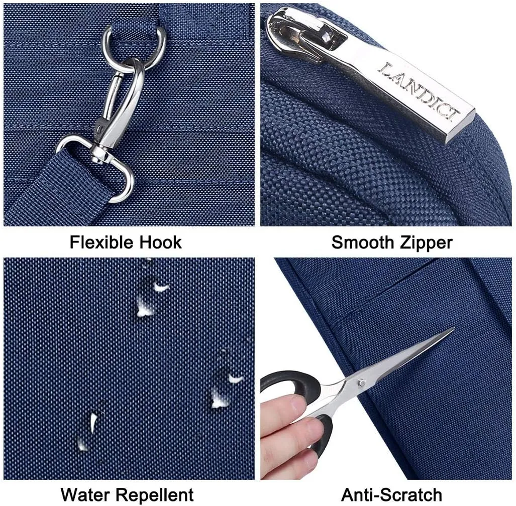 LANDICI Laptop Bag Case 17 17.3 inch, Waterproof Computer Sleeve Cover Compatible with MacBook 17, 17-18 inch HP Acer Dell Lenovo ASUS Laptop, Slim Briefcase with Shoulder Strap, Blue