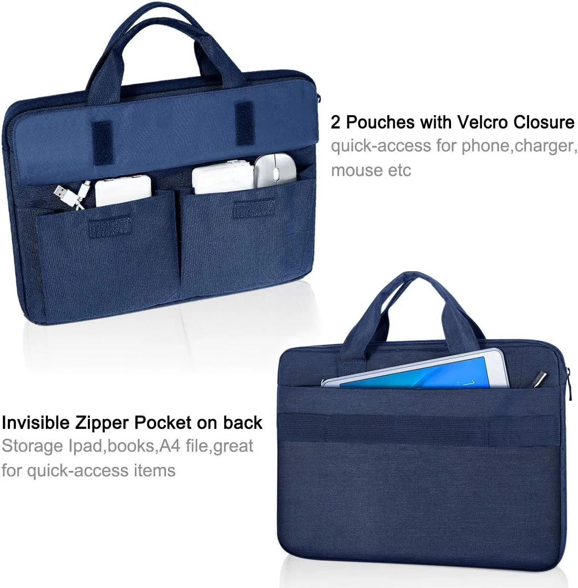 LANDICI Laptop Bag Case 17 17.3 inch, Waterproof Computer Sleeve Cover Compatible with MacBook 17, 17-18 inch HP Acer Dell Lenovo ASUS Laptop, Slim Briefcase with Shoulder Strap, Blue