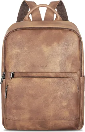 Leather Backpack for Women, Vintage 15.6 inch Laptop Backpack Purse for Women, College Casual Backpacks Ladies Computer Bags for Travel Business Work Camel