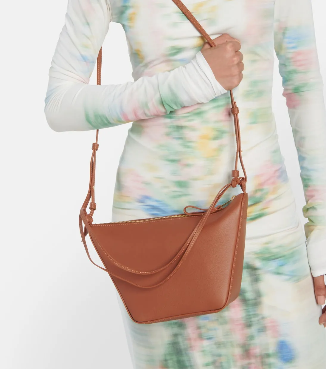 Loewe mini hammock leather shoulder bag, brown