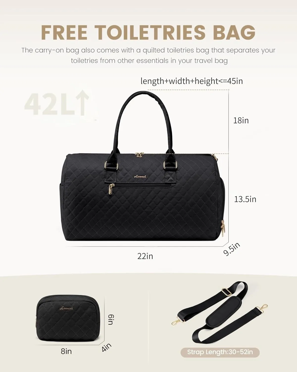 LOVEVOOK Travel Duffle Bag, Weekender Bag for Women with Toiletry Bag, Carry on Overnight Bag with Shoe Compartment, Gym Duffel Bag with Wet Pocket, Mommy Hospital Bags for Labor and Delivery