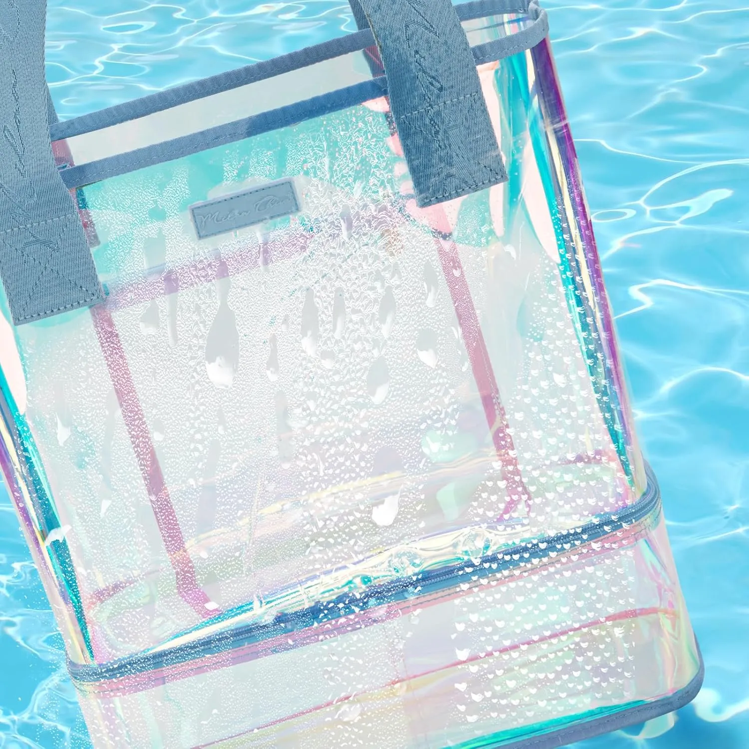 Milan Chiva Large Beach Tote Bag for Women Waterproof Sandproof Iridescent Clear Tote