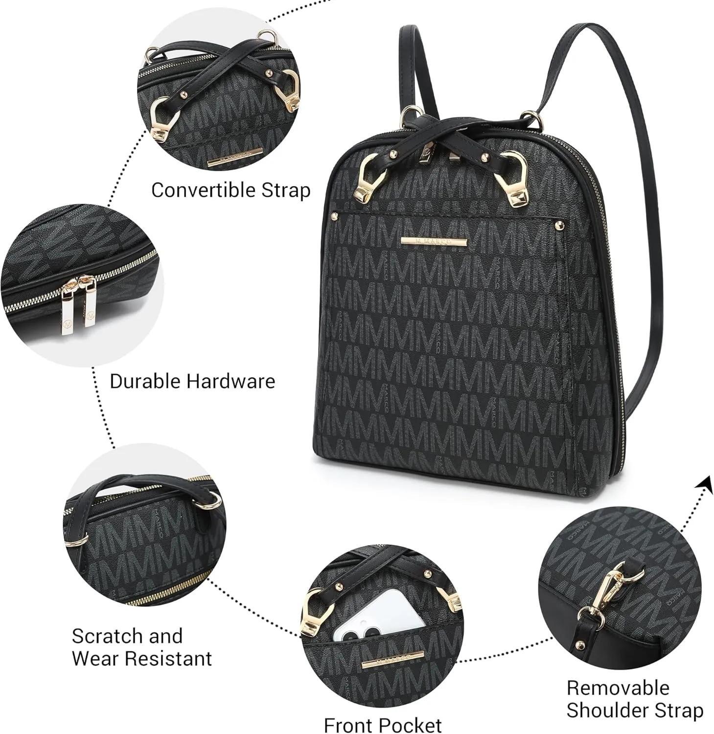MKP COLLECTION Womens Convertible Backpack Purse Multi-Pocket Handbag Fashion Designer Ladies Shoulder Satchel Bag for Travel College Work