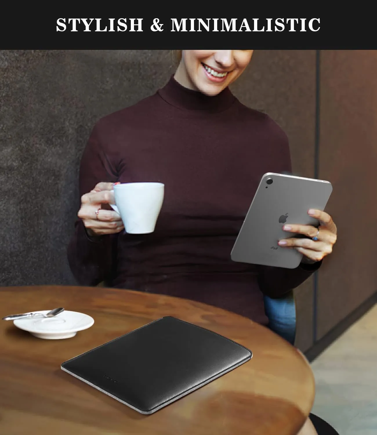 MoKo 7-8 Inch Tablet Sleeve, PU Leather Briefcase Slim Stylish Case Pouch Fit with New iPad Mini (A17 Pro) 8.3" 2024, iPad Mini 6/5/4/3/2/1, Galaxy Tab S2 8.0, Tab A 8.0, ZenPad Z8s 7.9, Black