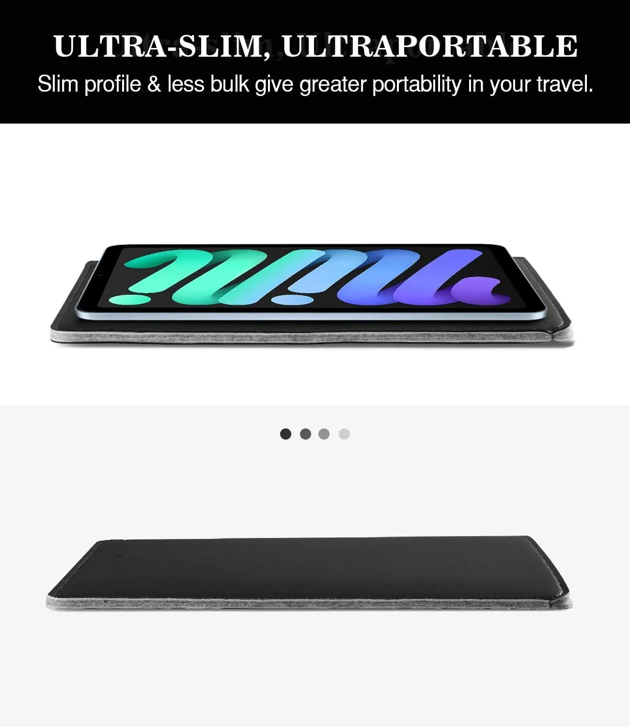 MoKo 7-8 Inch Tablet Sleeve, PU Leather Briefcase Slim Stylish Case Pouch Fit with New iPad Mini (A17 Pro) 8.3" 2024, iPad Mini 6/5/4/3/2/1, Galaxy Tab S2 8.0, Tab A 8.0, ZenPad Z8s 7.9, Black