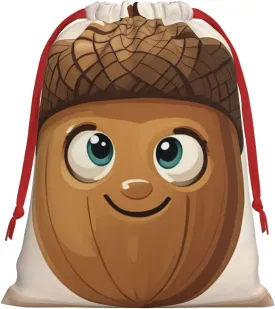 PMQAGNKSMQ Christmas Gift Bag Drawstring Holiday Gift Bag Cartoon Acorn Drawstring Xmas Gift Bag Reusable Line Christmas Treat Bag for Wrapping Party Favor Supply