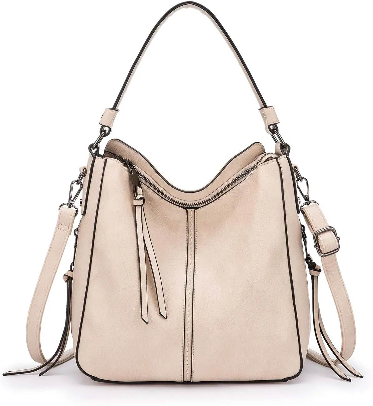 Realer Hobo Crossbody Bags for Women Designer Faux Leather Hobo Handbags Retro Large Size Shoulder Bag Bucket Purse