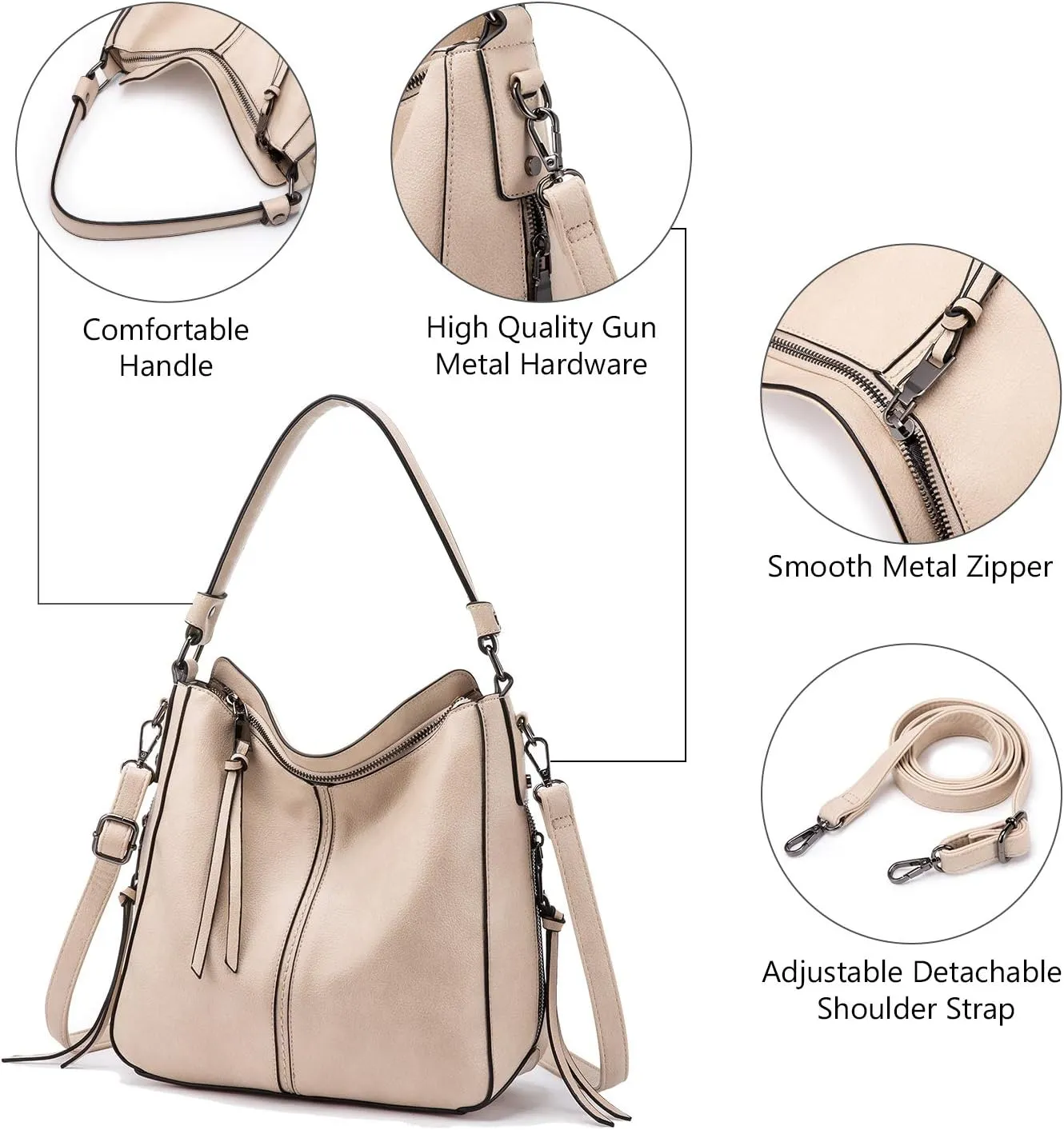 Realer Hobo Crossbody Bags for Women Designer Faux Leather Hobo Handbags Retro Large Size Shoulder Bag Bucket Purse
