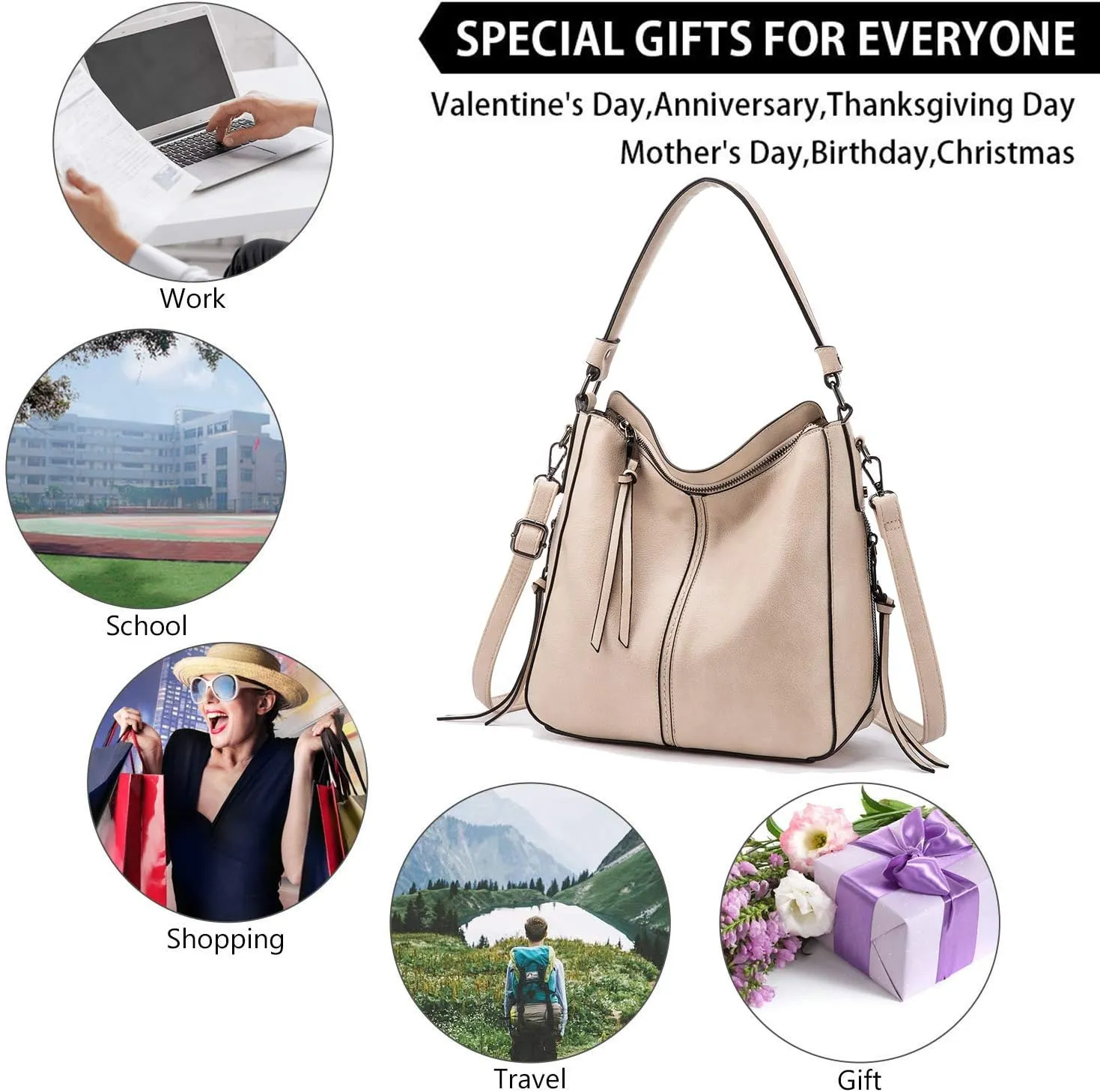 Realer Hobo Crossbody Bags for Women Designer Faux Leather Hobo Handbags Retro Large Size Shoulder Bag Bucket Purse