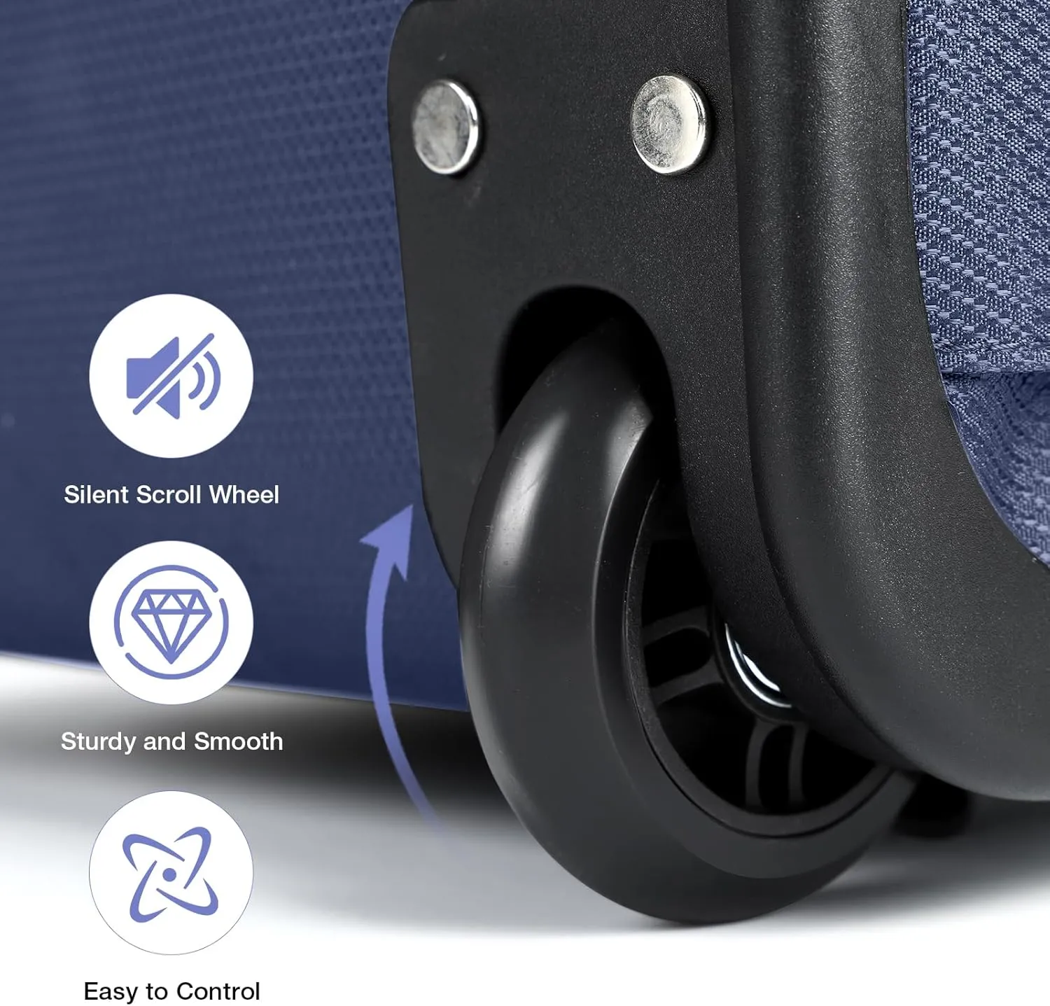 Rolling Backpack for Adults,17 Inch Waterproof Carry-on Backpack with Wheels, Wheeled Backpack Carry-on Luggage, Travel Backpack for Men Women Trolley Laptop Backpack Navy Blue Medium