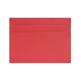 Rose Red Grained Leather Card Holder 玫紅色真牛皮信用卡套 (CH19004)