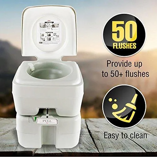 SereneLife Outdoor Portable Toilet with Carry Bag, Travel Toilet with Level indicator | | 3 Way Pistol Flush | Rotating Spout, for Camping, Boating, Traveling & Roadtripping