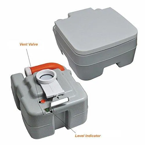 SereneLife Outdoor Portable Toilet with Carry Bag, Travel Toilet with Level indicator | | 3 Way Pistol Flush | Rotating Spout, for Camping, Boating, Traveling & Roadtripping
