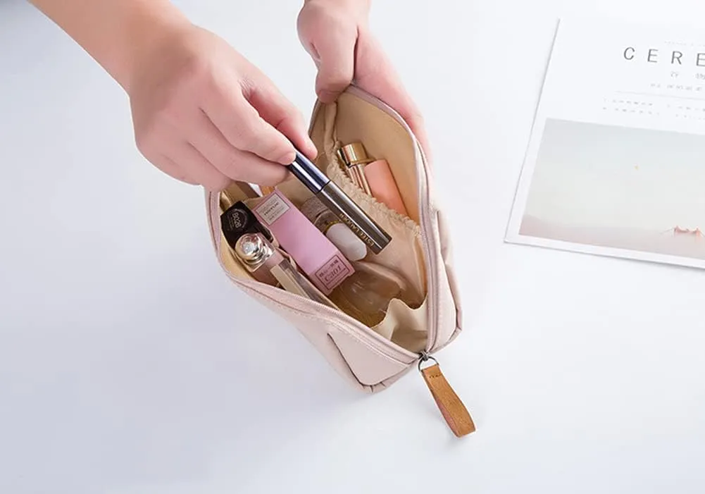 Small Makeup Bag for Purse, Makeup Pouch Small Cosmetic Bag Mini Portable Handbag for Women and Girls (Rouge Pink)