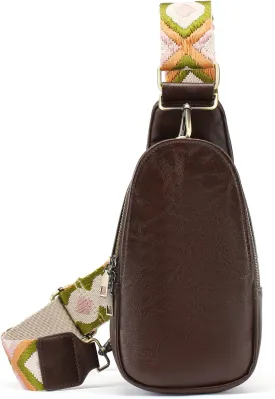 Small Sling Bag for Women Leather Fanny Pack Crossbody Chest Bag with Guitar Strap