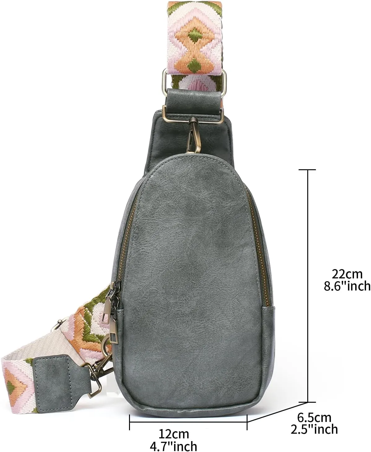 Small Sling Bag for Women Leather Fanny Pack Crossbody Chest Bag with Guitar Strap