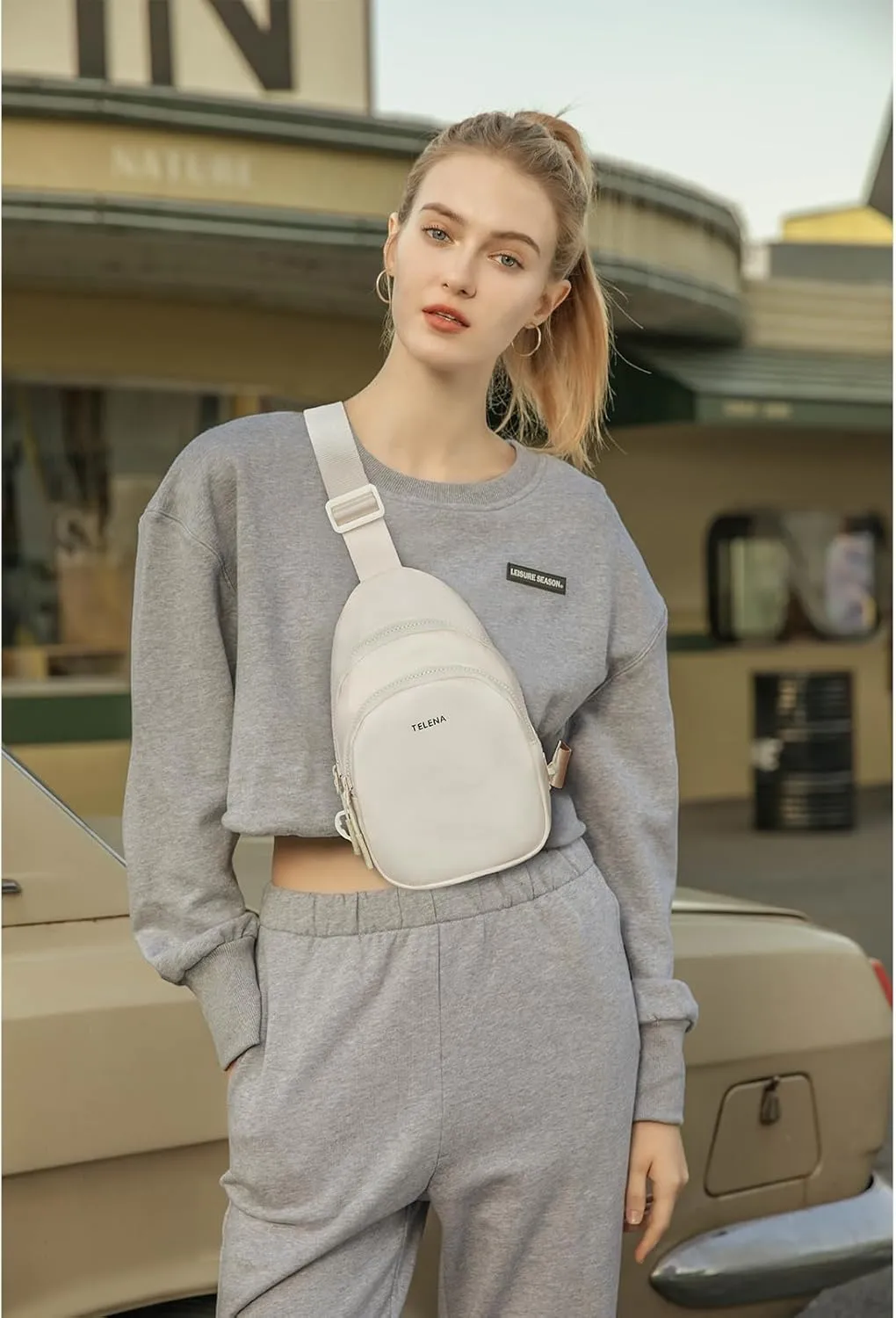 Telena Sling Bag for Women Crossbody Bags Fashion Fanny Pack Cross Body for Travel Hiking Cycling 1-Beige