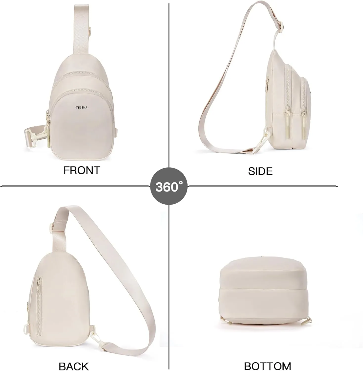 Telena Sling Bag for Women Crossbody Bags Fashion Fanny Pack Cross Body for Travel Hiking Cycling 1-Beige