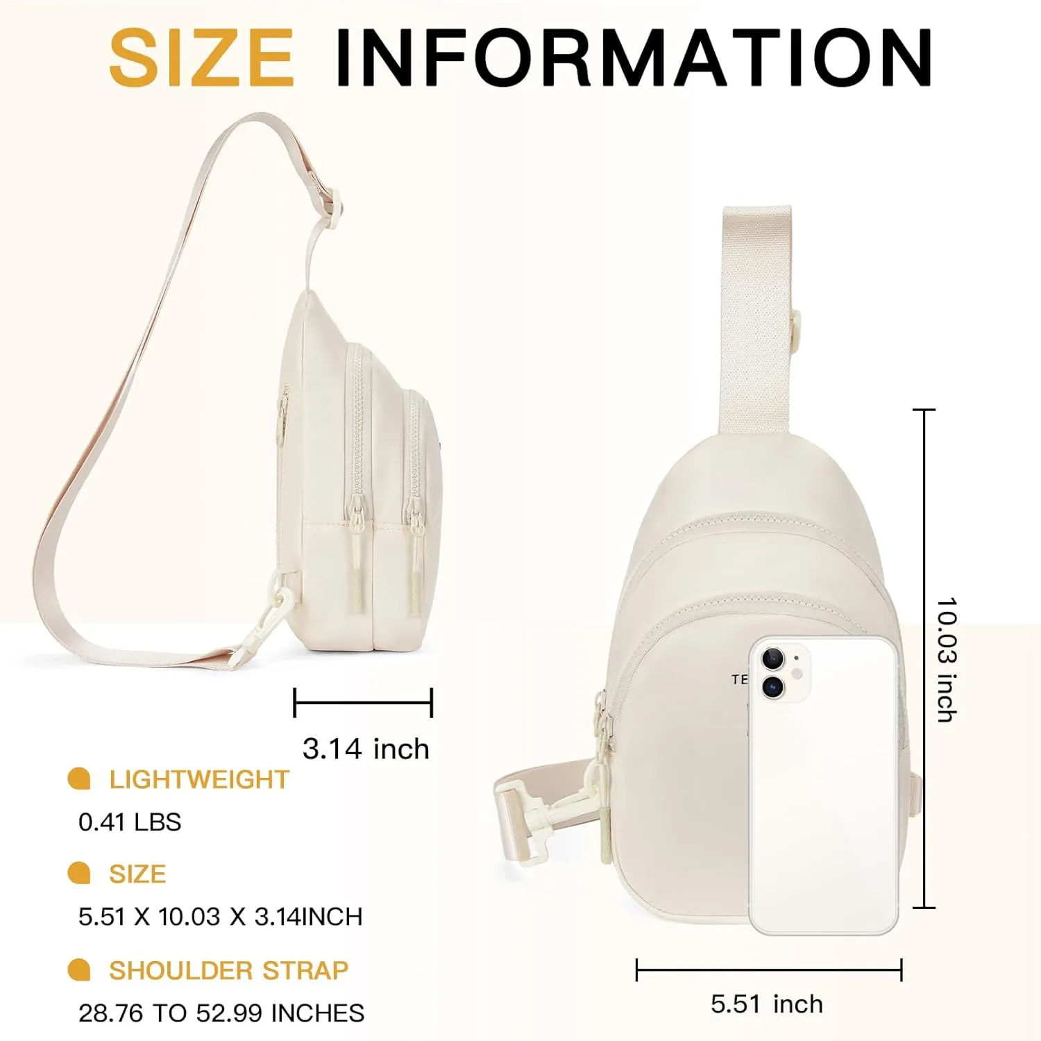 Telena Sling Bag for Women Crossbody Bags Fashion Fanny Pack Cross Body for Travel Hiking Cycling 1-Beige