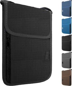 Travel Neck Wallet with RFID Blocking  Passport Holder Organizer Neck Pouch  Portable Easy to Conceal Travel Pouch (Black)