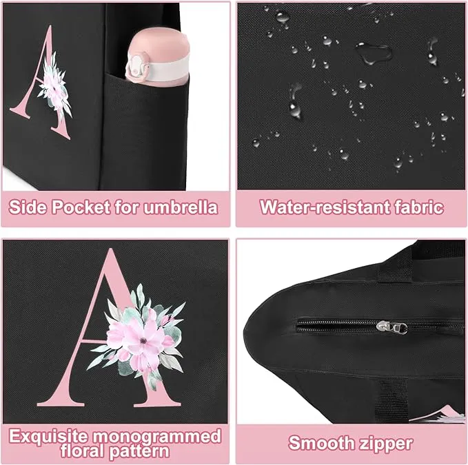 Vavabox A-Z Initial Personalized Tote Bag,Waterproof Gifts for Women, Bridesmaids,Mom,Teachers,Friends