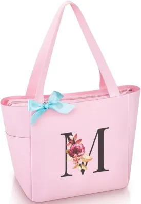 Vavabox A-Z Initial Personalized Tote Bag,Waterproof Gifts for Women, Bridesmaids,Mom,Teachers,Friends