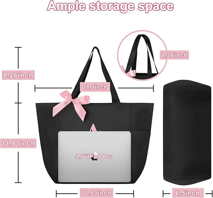 Vavabox A-Z Initial Personalized Tote Bag,Waterproof Gifts for Women, Bridesmaids,Mom,Teachers,Friends