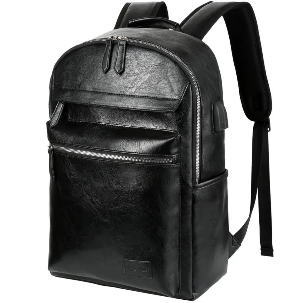 Vbiger PU Leather Backpack Trendy Business Backpacks Large-capacity Laptop Bags
